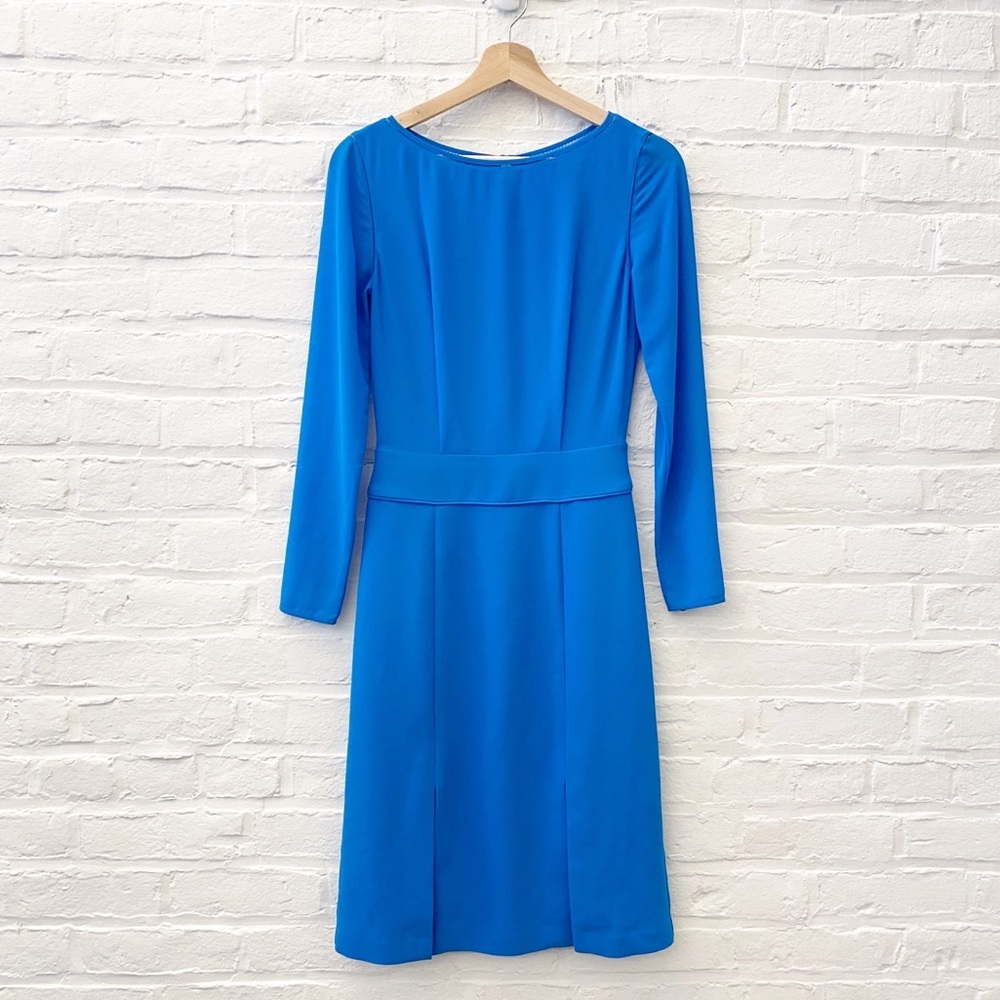 Reiss || Alessa Split Front Long Sleeve Pencil Dress Blue US 0‎